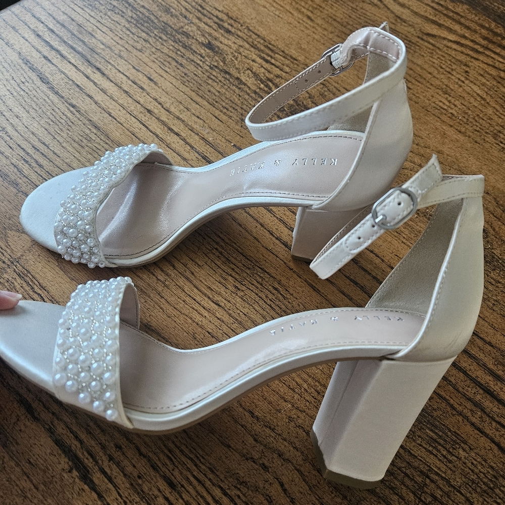 Kelly & Katie Cream Pearl-Embellished Heels